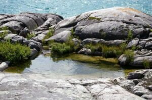 Rocks around a small amount of water