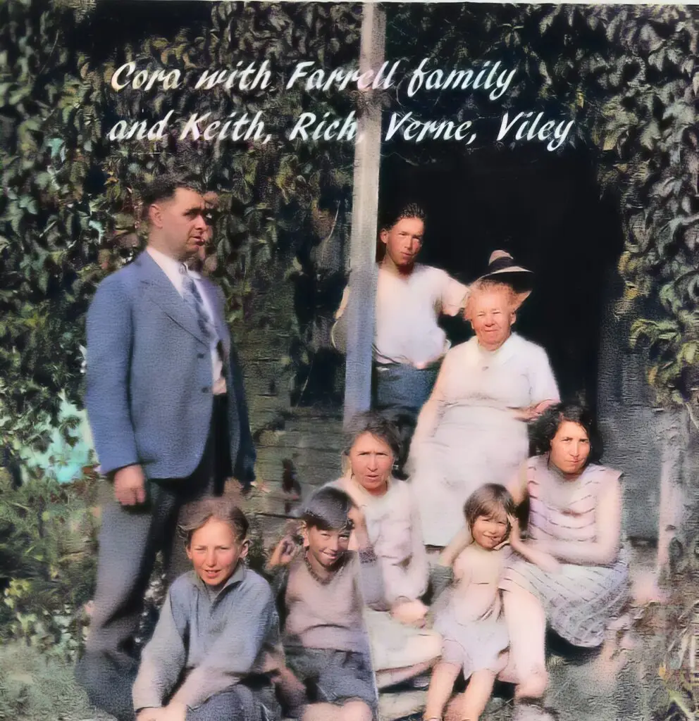Family posing on a veranda for a photo shot.